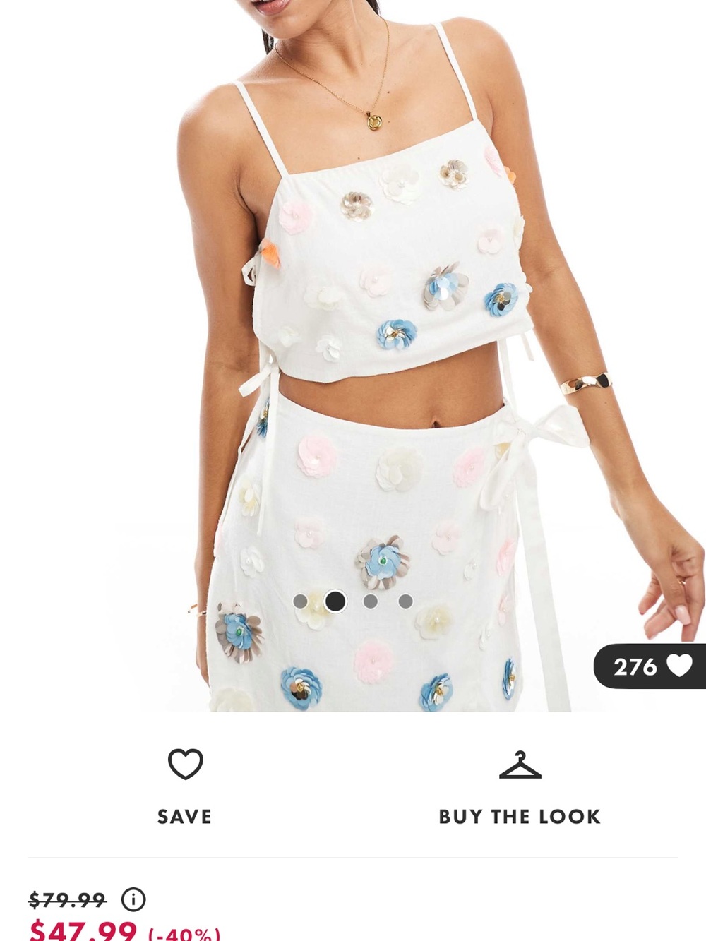 ASOS White Floral Appliqué Crop Top